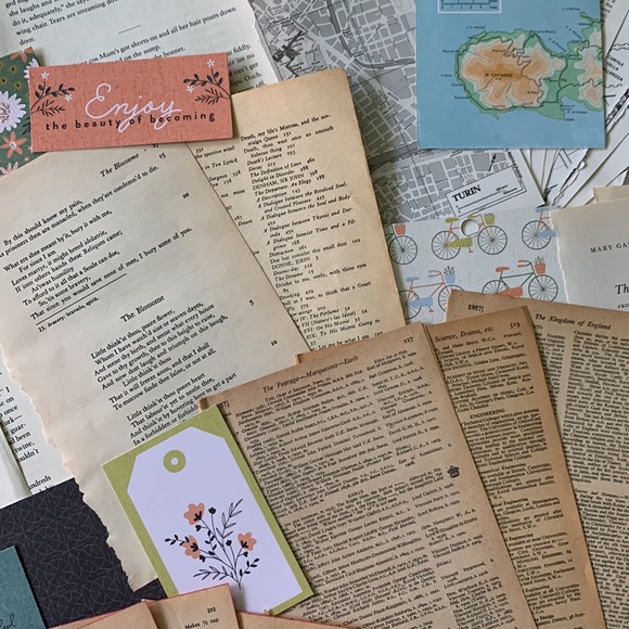 Over 50 vintage book pages for junk journals and paper crafts. Great variety! - Picture 10 of 16